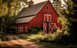 Traditional red barn farm vintage style, Generative AI illustrations