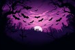 Abstract design featuring dark bat silhouettes on a violet backdrop. Stylish and modern Halloween illustration. Generative AI