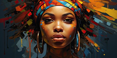 Wall Mural - Colorful painting of an African woman