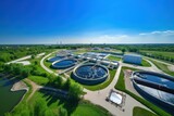 Fototapeta Miasto - An aerial view of a water treatment facility