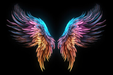 Wall Mural - Colorful Wings on Black Background