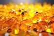 A modern 3D render of glass shapes in vibrant yellow and orange colors forming a refractive banner. Generative AI