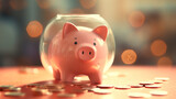 Fototapeta  - Piggy bank with gold coins