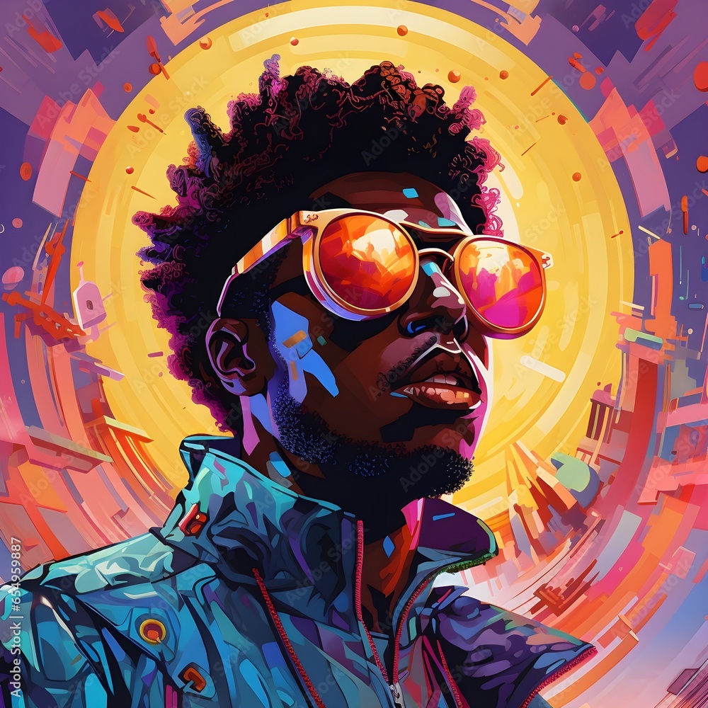 Iconic Rapper Art An African American rapper takes center stage, where music, rhyme, and ...