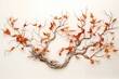 An artwork depicting a tree limb adorned with burnt-orange foliage against a neutral backdrop. Generative AI