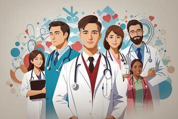 Wall Mural - National Doctors' Day is a day celebrated to appreciate and recognize the contributions of physicians to individual lives and communities. Vector illustration