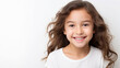 © Julia Zarubina - Generative AI, little girl with beautiful white healthy teeth smiling, charming snow-white smile, dentistry advertising, oral care, mouth, face, cute child, space for text, dental clinic for kids