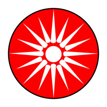 Circle Badge Kingdom Of Troys National Flag Vector Illustration Isolated. Symbol Of Ancient City Located In Present Day Hisarlik, Turkey. Trojan War Mythology. Button Troy Flag Roundel Emblem.