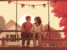 An Illustration Of Friends Having A Heart To Heart On A Porch Swing