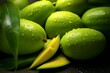 Freshly cut pieces of tangy unripe mango. Generative AI