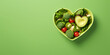 Healthy and healthy diet food in a heart-shaped plate. Banner.