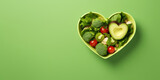 Fototapeta  - Healthy and healthy diet food in a heart-shaped plate. Banner.