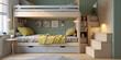 Modern teen bedroom featuring a custom-made with bunk bed, cozy and efficient
