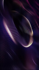 Wall Mural - Vertical video - abstract technology motion background animation with a fluid flowing purple and gold fractal wave of glowing light beams and particles.