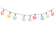 Watercolor string of Christmas lights isolated on transparent background. Generative ai