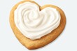 Heart-shaped cookie with white icing - Valentine's Day dessert - love baked goods realistic png. Generative AI