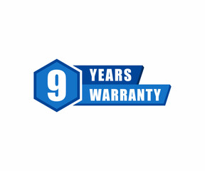 Wall Mural - 9 year warranty stamp badge isolated on white background. Nine warranty label	