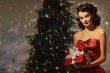 © Laughing Cat - Stylish Vintage Woman Christmas Postcard created with Generative AI technology