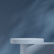 © Faustudio - scene mockup terrazzo podium in square with blue background, 3d render