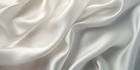 Wall Mural - a white silky satin fabric weave textile texture wallpaper background. soft and smooth. 2:1, 6000x3000 pixel. Generative AI