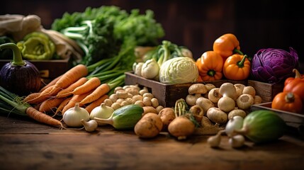 Wall Mural - vegetables and fruits in basket