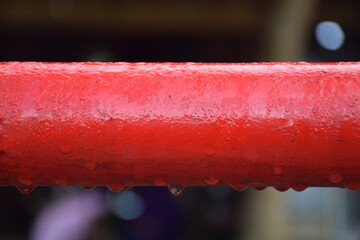 Wall Mural - morning dew sticks to the red iron pipe
