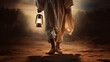 © LofiAnimations - lantern illuminating way someone walking wearing sandals. Concept for Psalm 119:105  'Your word is a lamp unto my feet, and a light unto my path.'