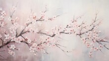 Sakura Branches Painted With Pastel. Wall Of Pink Sakura Flowers. Stunningly Beautiful, Modern Murals, Wallpaper, Wall Murals, Photowallpaper, Cover, Postcard On An Interesting, Unusual Background