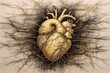 Resilient Healing: Emotional Artwork Depicting a Mended Heart with Golden Threads, generative AI