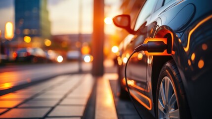 Charging electric cars with electric cables at charging stations