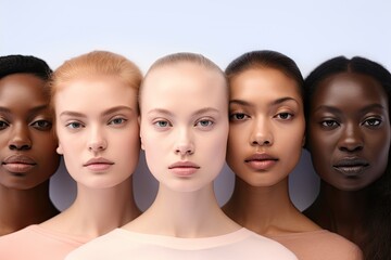 People with different skin colors against white backgrouund. Concept of diversity and equality , ai generative