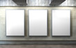 © PIXPINE - White plain empty blank indoor vertical subway station backlit vertical poster banner advertising sign