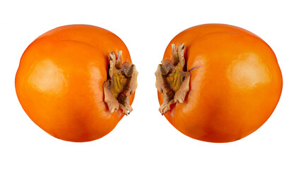 Poster - Ripe orange persimmon fruit isolated on white background. File contains clipping path.