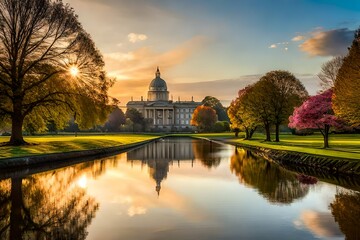 Wall Mural - sunset over the river