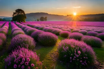 Poster - lavender field at sunset