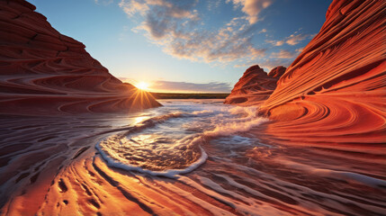 Wall Mural - Desert Sunset and Sandstone Erosion Landscape