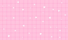 Vector Cute Pink Gingham Plaid Checkered Pattern With Heart And Star Background Wallpaper