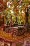 Fototapeta  - Cmentarz Rakowicki w Krakowie w deszczowy, jesienny dzień
