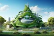 Eco-friendly building promoting recycling and waste management program for Earth Day. Generative AI