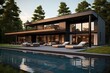 Sleek contemporary dwelling with clean lines and tinge of simplicity. Generative AI