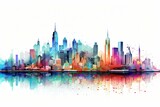Fototapeta Londyn - Multicolored urban skyline illustration. Generative AI