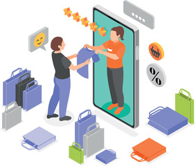 Poster - Online Shopping Isometric Illustration