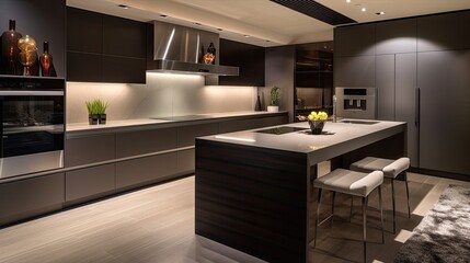 Wall Mural - Sleek Contemporary Kitchen Design with Minimalist Cabinet