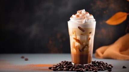 Canvas Print - chocolate ice cream frappe .latte coffee and black amricano coffee cold in tall glass 