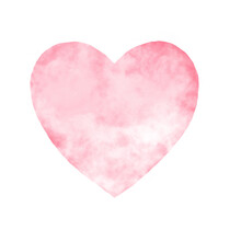 Pink Heart Watercolor Isolated  With Transparent Background 
