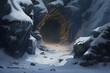A winter cave in snowy mountains with a burrow. Generative AI