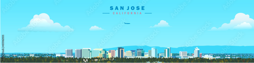 usa, san jose architecture city skyline california vector illustration ...