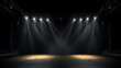 © Nopadol - Spotlights illuminate empty stage with dark background