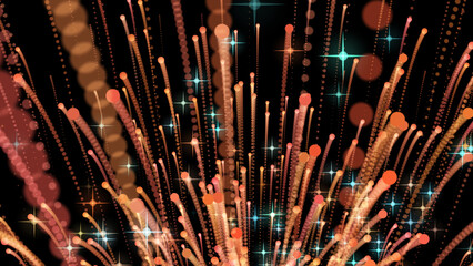 Wall Mural - futuristic space fireworks. particles of flying fire leave a trail of traces. 3d. 4k. isolated black