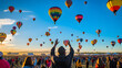© ASoullife - Colorful outdoor escapade: People having fun during a hot air balloon festival.